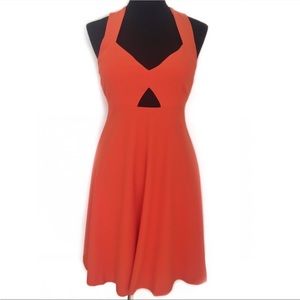 ALICE + OLIVIA DRESS CUTOUT CORAL ORANGE A LINE